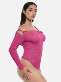 Glansig shapewear-body med inbyggd bh och string