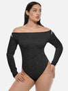 Glansig shapewear-body med inbyggd bh och string