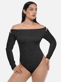 Glansig shapewear-body med inbyggd bh och string
