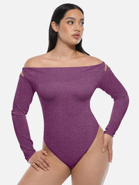 Glansig shapewear-body med inbyggd bh och string