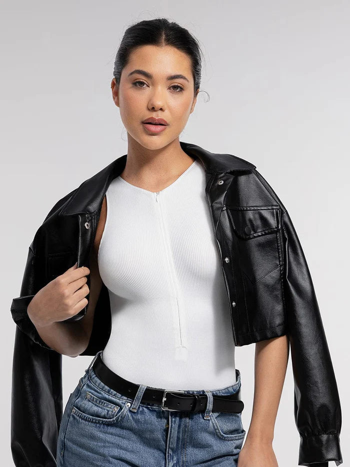 Formande sömlös body med frontdragkedja