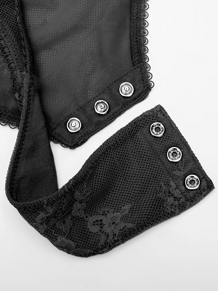 Sömlös spets bodysuit med djup V-ringning